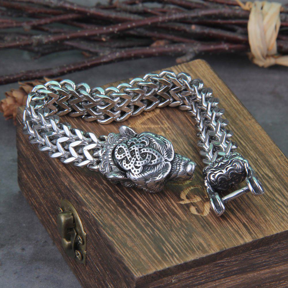 Bear Jewelry Berserker Bear Bracelet - Steel Norse Viking Jewelry - Image 3