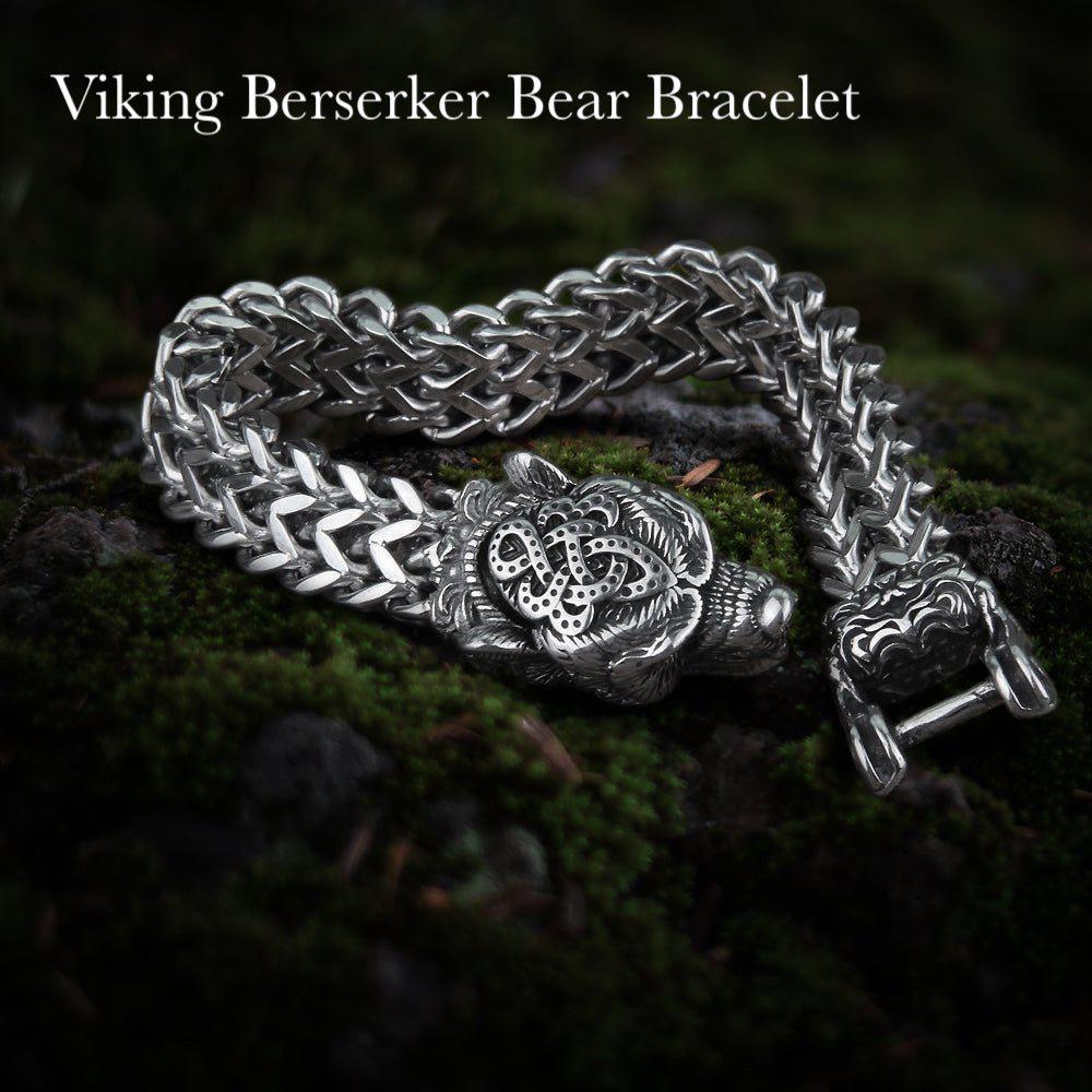 Bear Jewelry Berserker Bear Bracelet - Steel Norse Viking Jewelry - Image 5