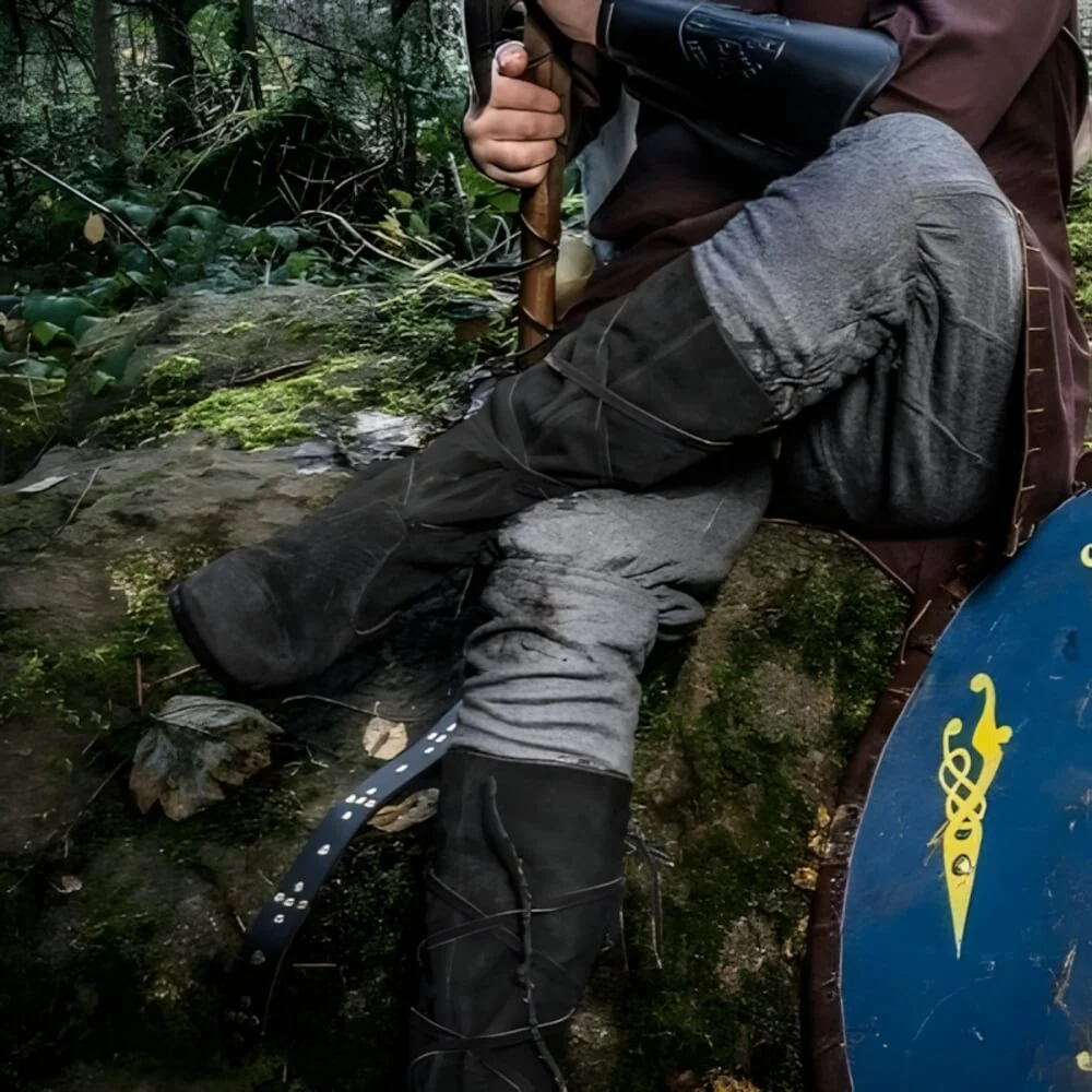 Black Suede Viking Wrap-Tied Boots - Image 2