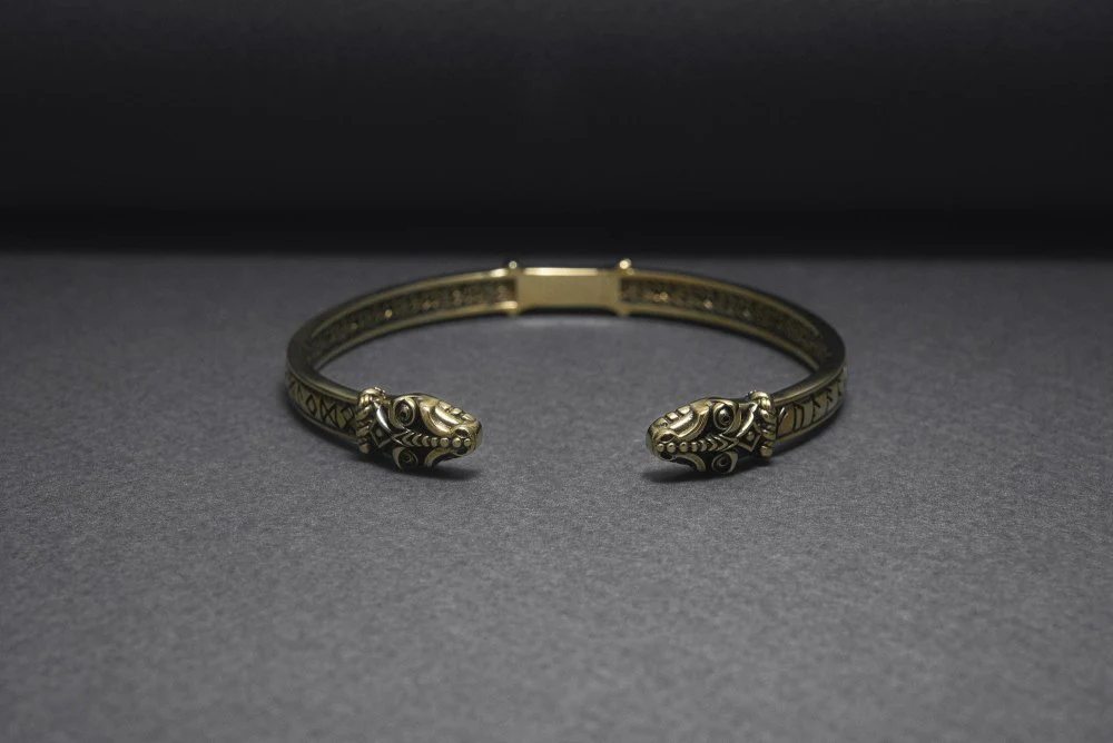 Viking Jormungandr Bracelet | Engraved Elder Futhark Runes - Image 3