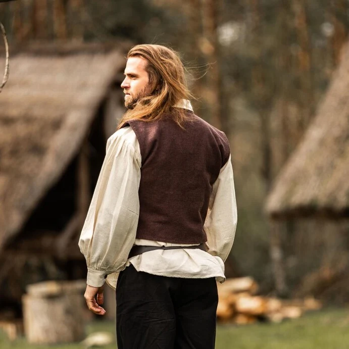 Brown Handwoven Cotton Viking Vest - Image 3