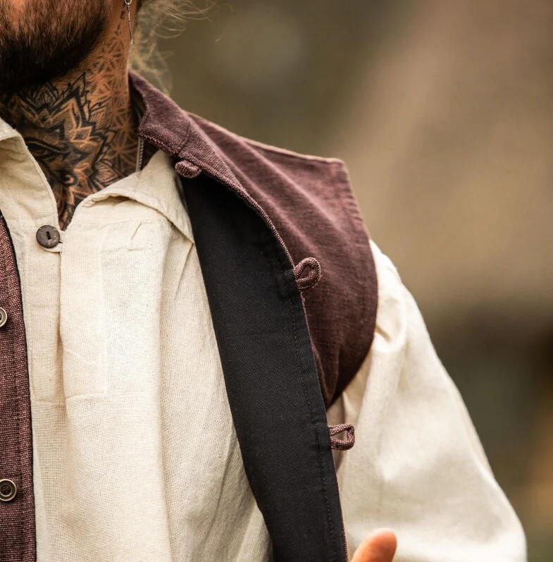 Brown Handwoven Cotton Viking Vest - Image 5