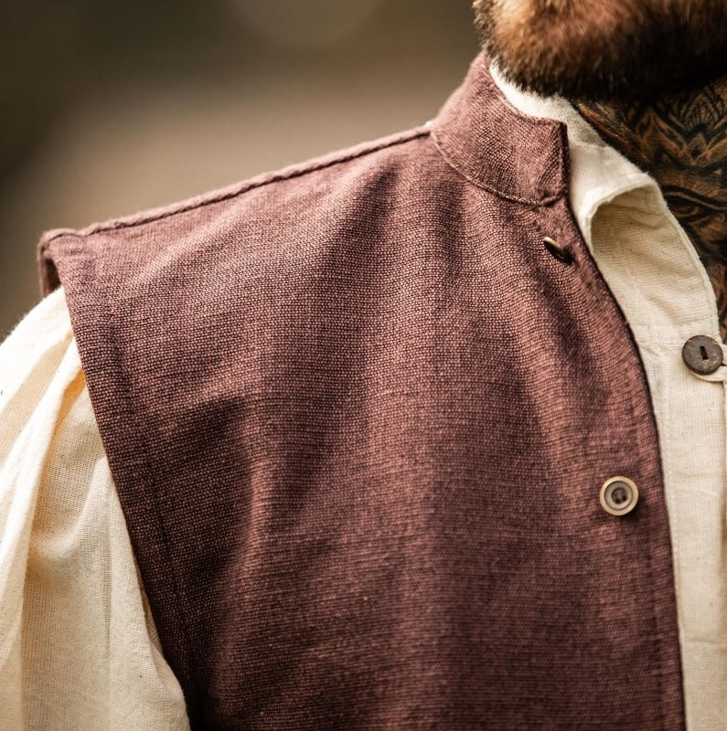 Brown Handwoven Cotton Viking Vest - Image 6