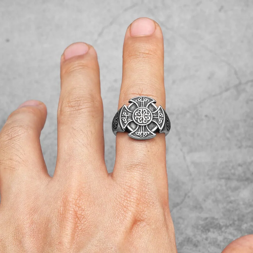 Celtic Cross Stainless Steel Ring - Image 4