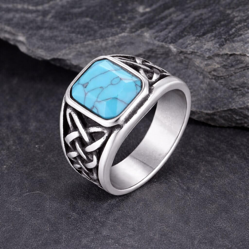 Celtic Knot Stainless Steel Ring with Stone - Image 4