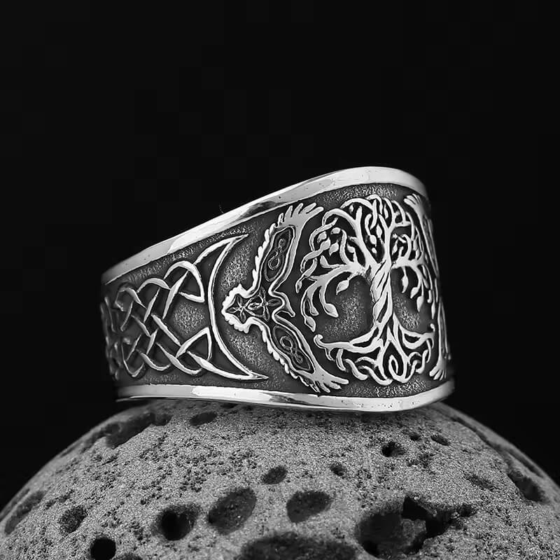 Celtic Tree of Life Raven Ring - Image 2