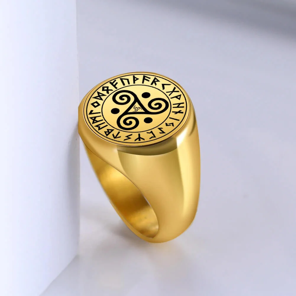 Celtic Triskele Rune Stainless Steel Ring - Image 3