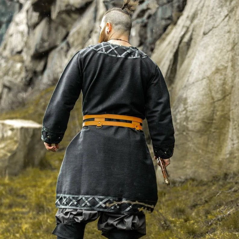 LIMITED EDITION Viking Tunic - Black with Leather Trim & Rivets - Image 4