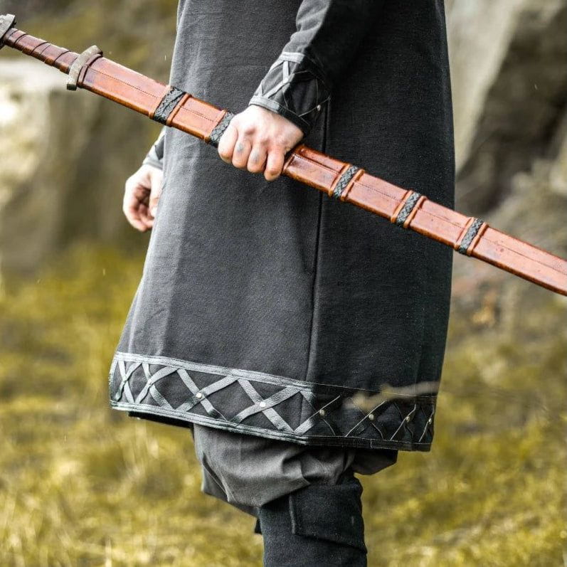 LIMITED EDITION Viking Tunic - Black with Leather Trim & Rivets - Image 5