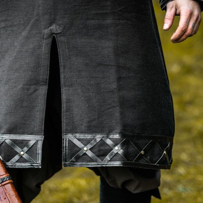 LIMITED EDITION Viking Tunic - Black with Leather Trim & Rivets - Image 7