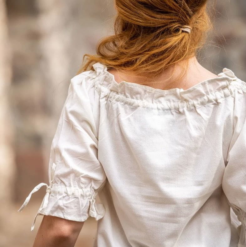 White Off-Shoulder Peasant Blouse | Lace Detailing - Image 3