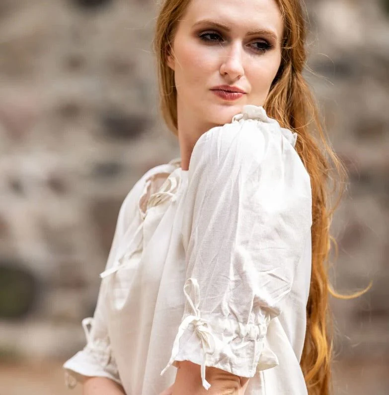 White Off-Shoulder Peasant Blouse | Lace Detailing - Image 4