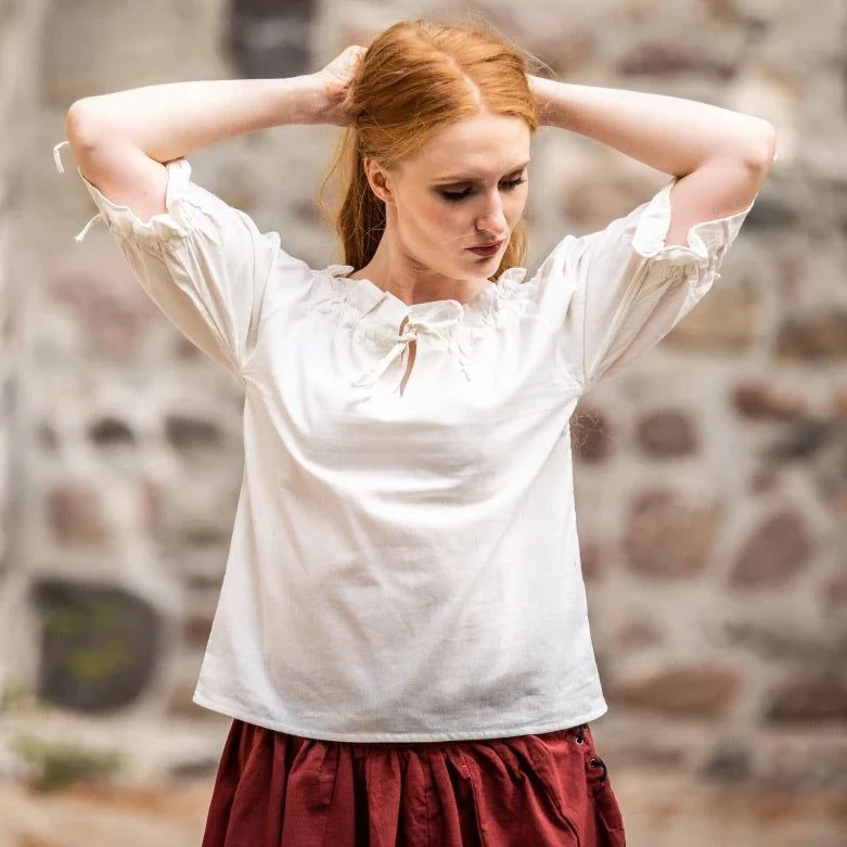 White Off-Shoulder Peasant Blouse | Lace Detailing - Image 7