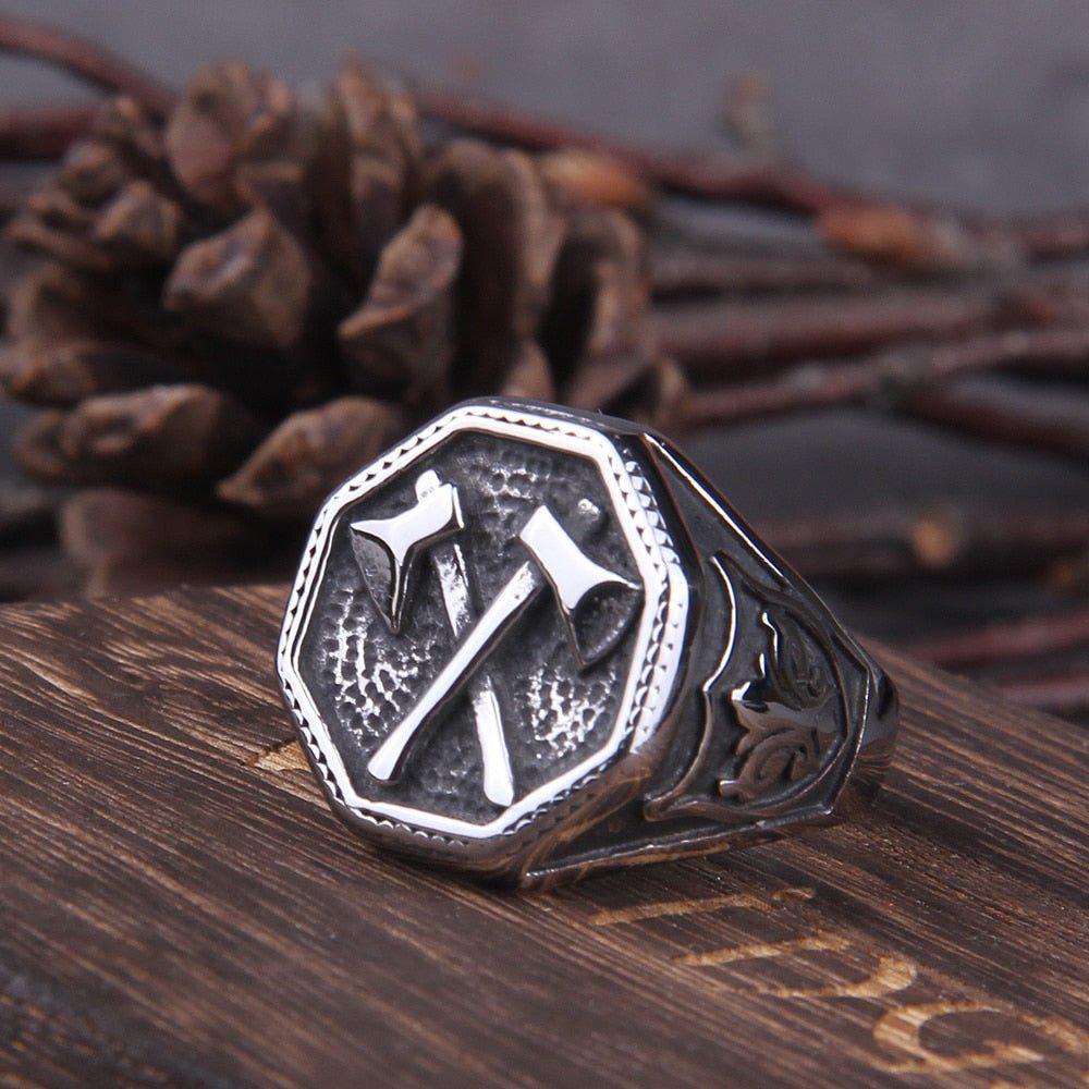 Cross Double Battle Axe Viking Ring - Image 4