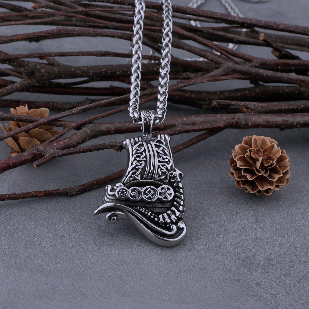 Dragon Boat Stainless Steel Viking Necklace - Image 3