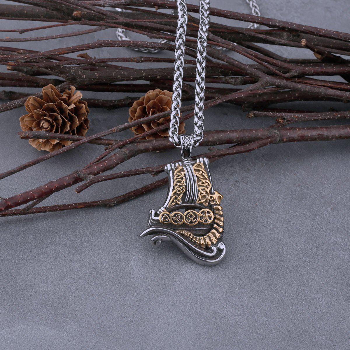 Dragon Boat Stainless Steel Viking Necklace - Image 4