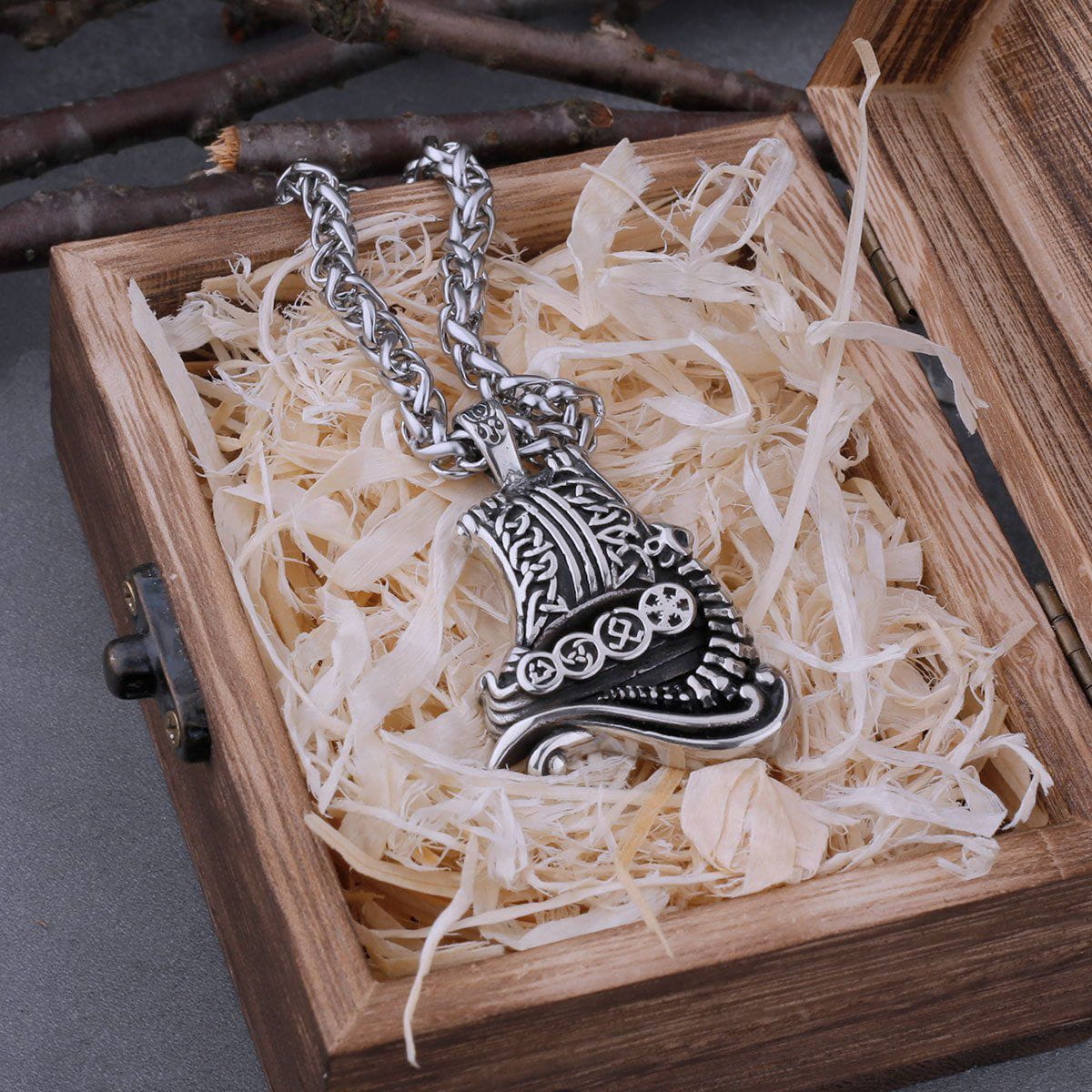 Dragon Boat Stainless Steel Viking Necklace - Image 5