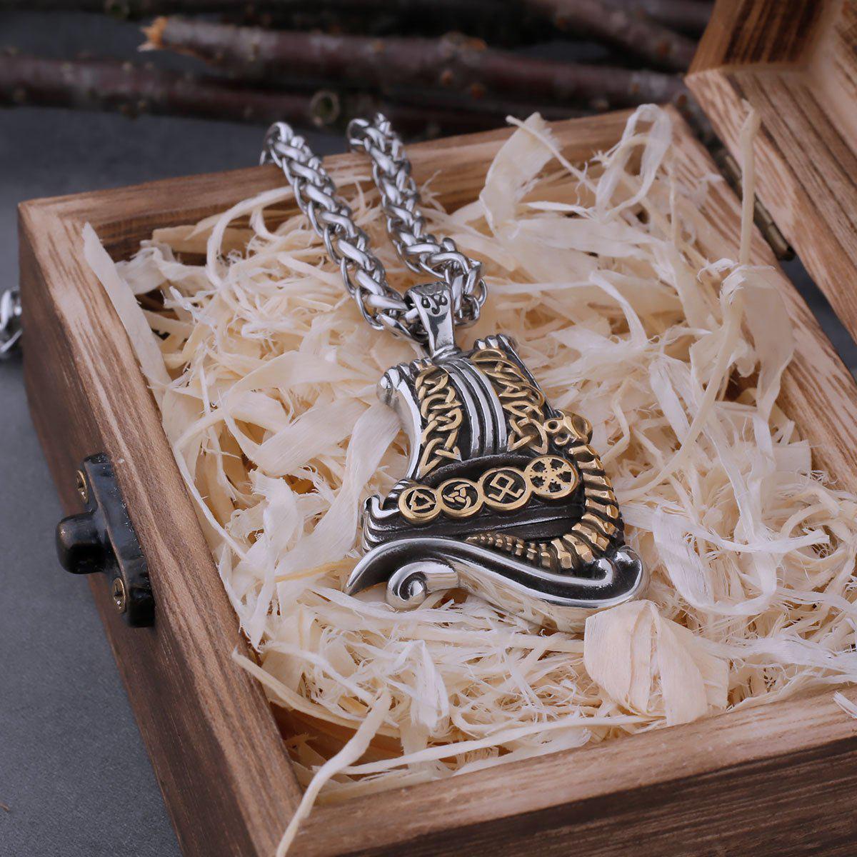 Dragon Boat Stainless Steel Viking Necklace - Image 6