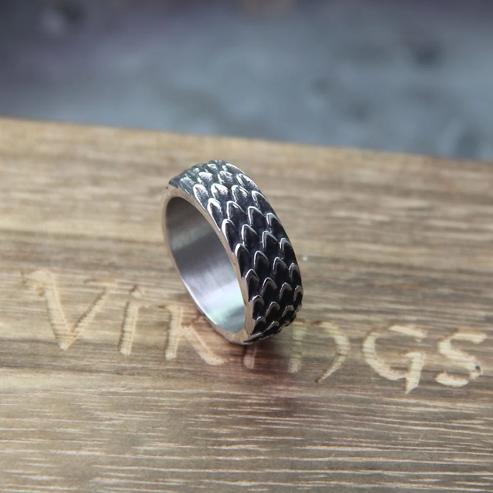 Dragon Scale Modern Steel Ring - Image 3
