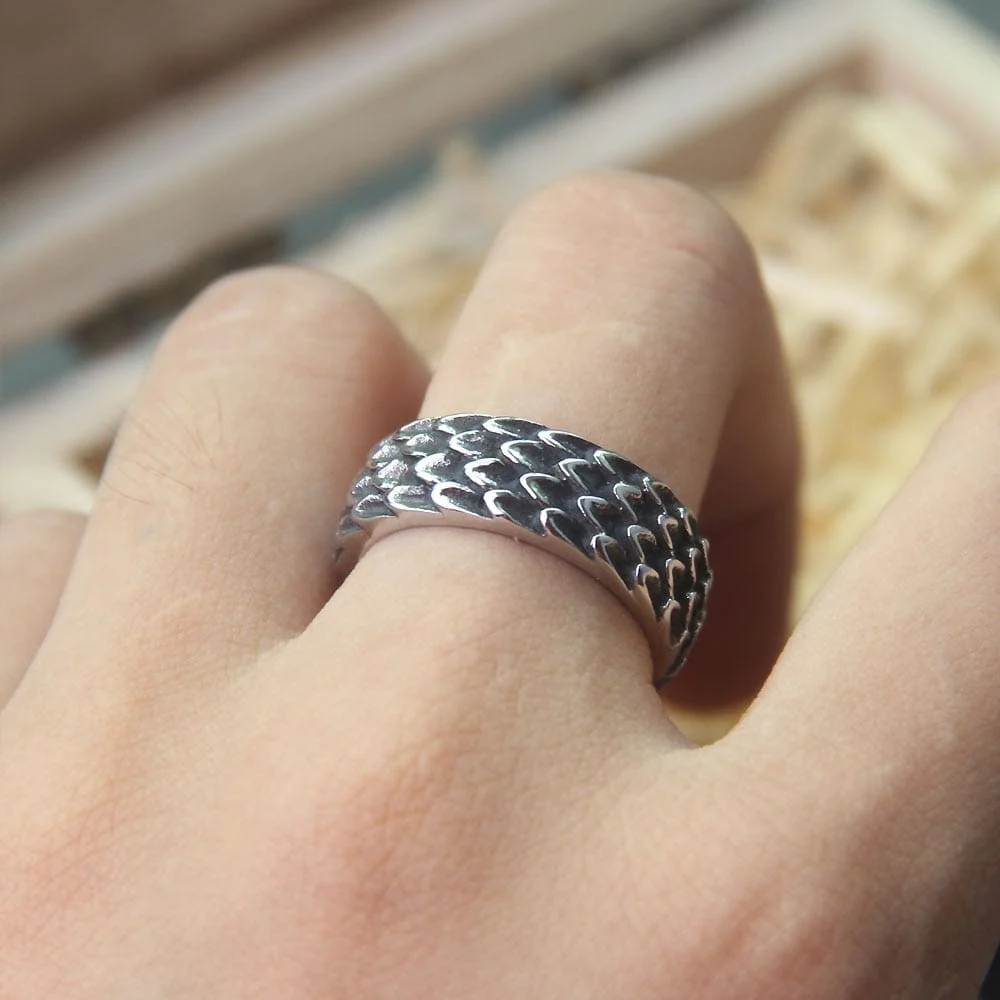 Dragon Scale Modern Steel Ring - Image 6