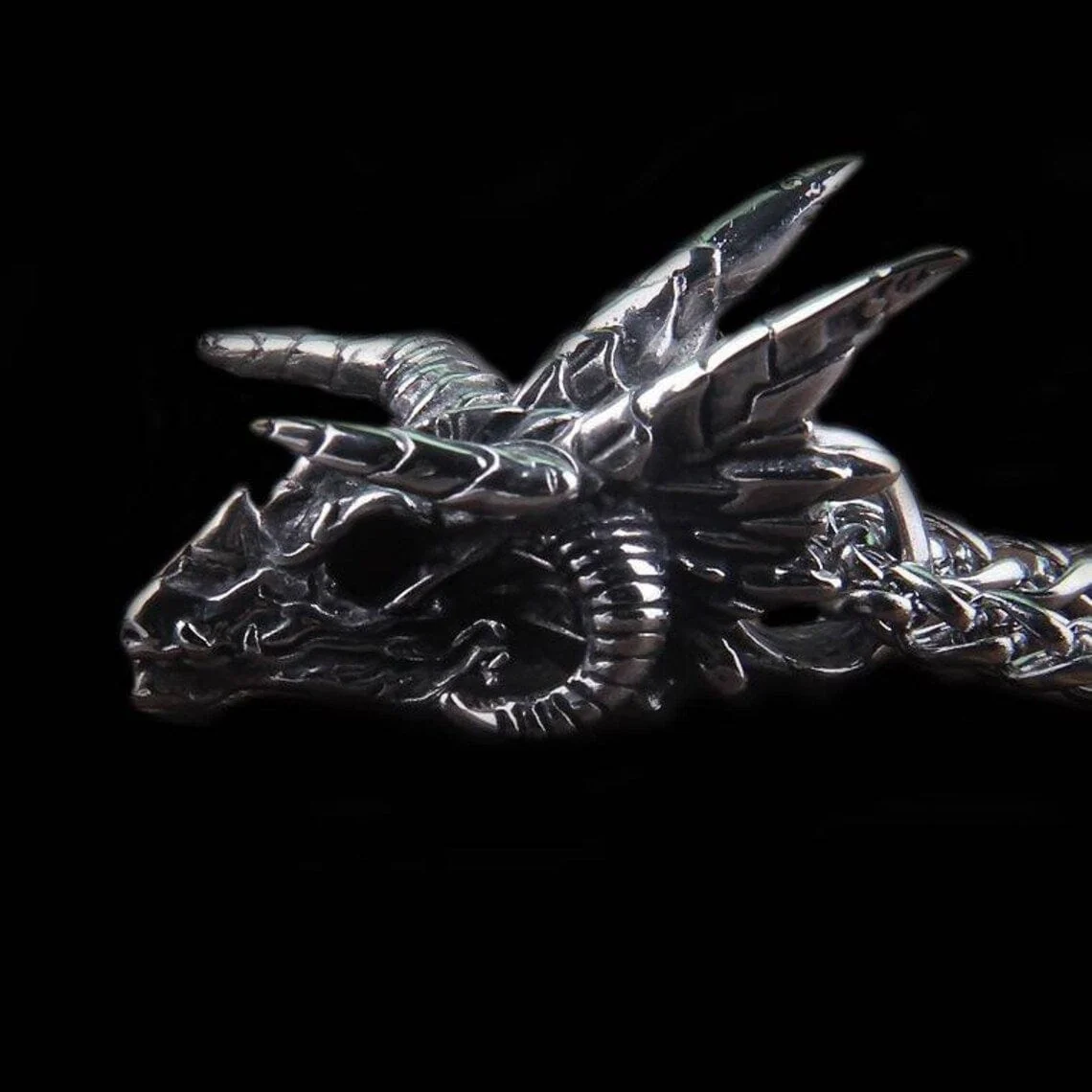 Dragon Skull Steel Pendant Necklace - Nidhogg Corpse Eater - Image 7