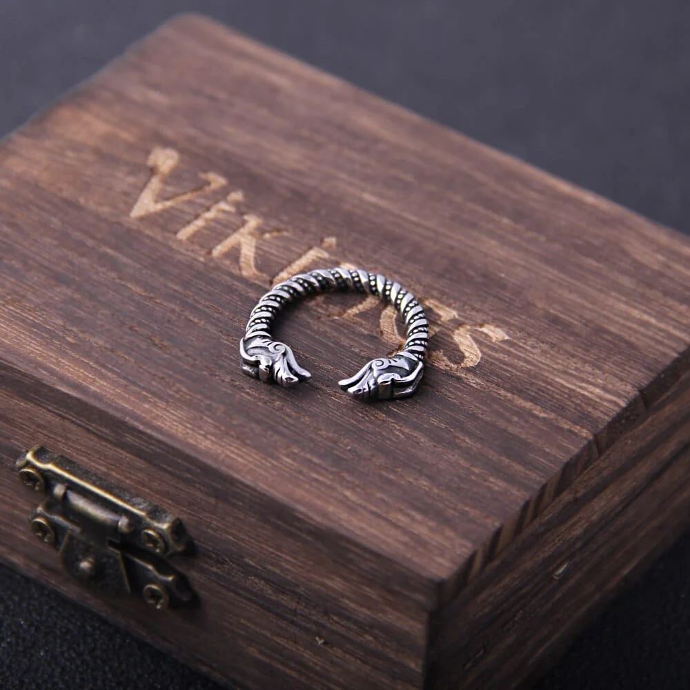 Dragon Twisted Steel Torc Ring - Image 3
