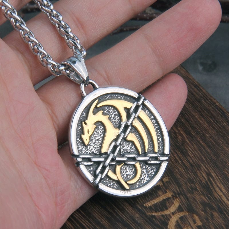 Norse Chained Dragon Talisman Pendant Necklace - Image 6