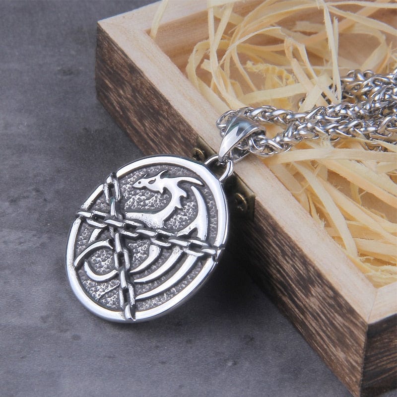 Norse Chained Dragon Talisman Pendant Necklace - Image 7
