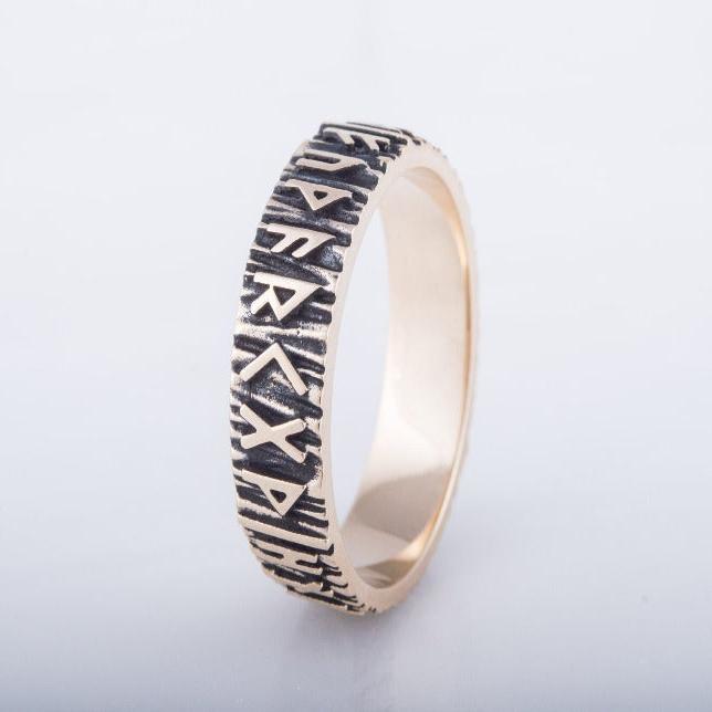 Elder Futhark Runes Ring Bronze Viking Ring - Image 5