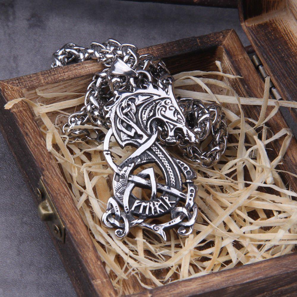 Fenrir Knotwork Viking Necklace & Medallion Talisman | Steel Norse Jewelry - Image 3