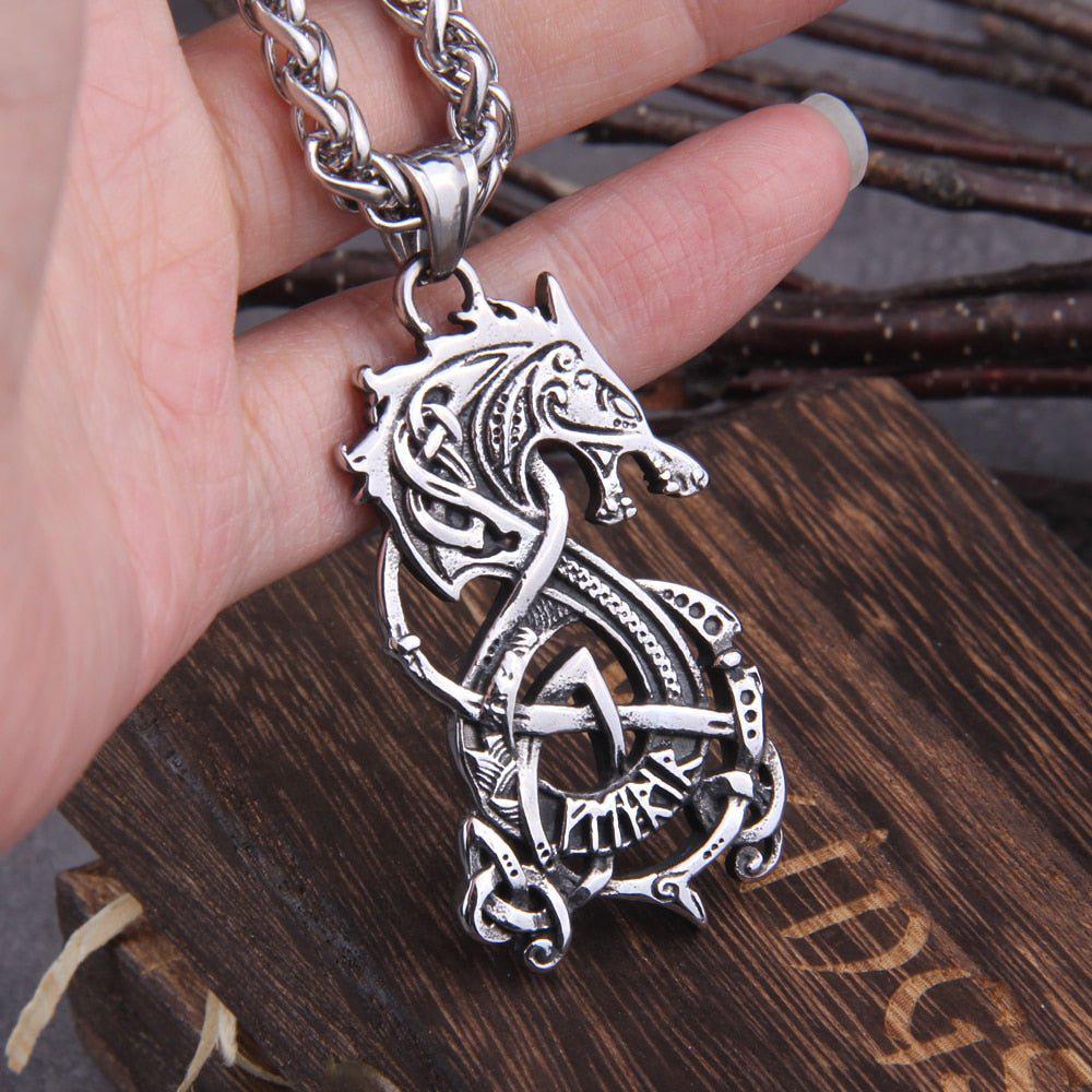 Fenrir Knotwork Viking Necklace & Medallion Talisman | Steel Norse Jewelry - Image 4