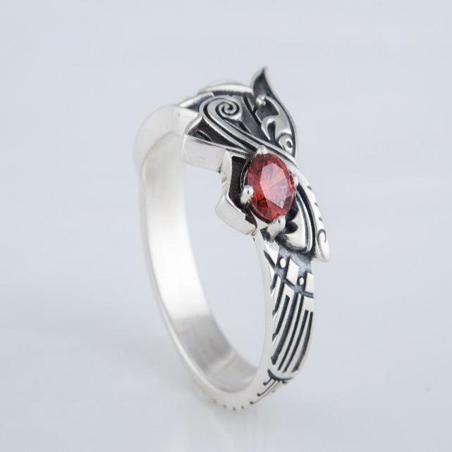 Fenrir Ring with Gem | Sterling Silver | Unique Norse Jewelry - Image 3