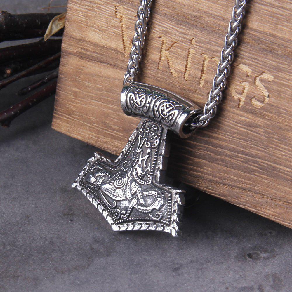 Heavy Thor’s Hammer Knotwork Viking Necklace - Image 2