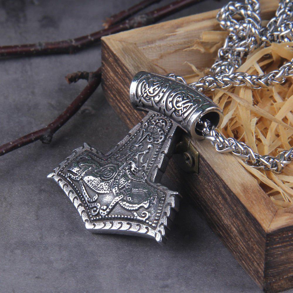 Heavy Thor’s Hammer Knotwork Viking Necklace - Image 4