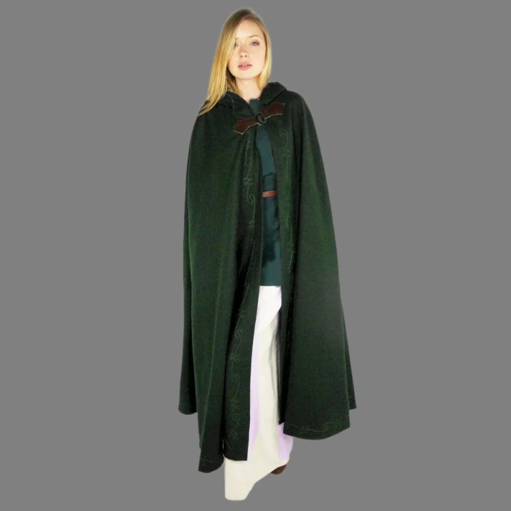 Handcrafted Hooded Viking Cloak | Embroidered with Wolf Head Clasp - Image 10