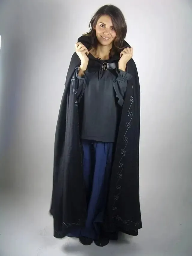 Handcrafted Hooded Viking Cloak | Embroidered with Wolf Head Clasp - Image 13