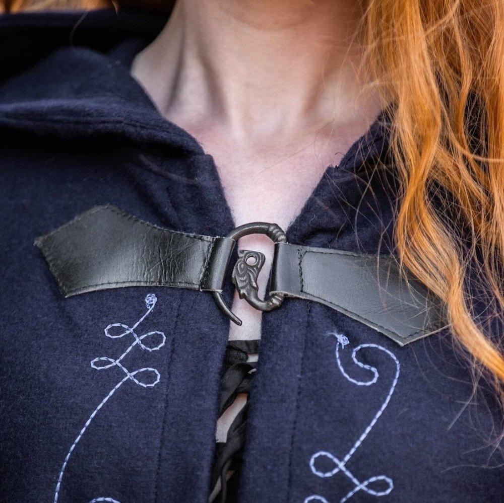 Handcrafted Hooded Viking Cloak | Embroidered with Wolf Head Clasp - Image 3