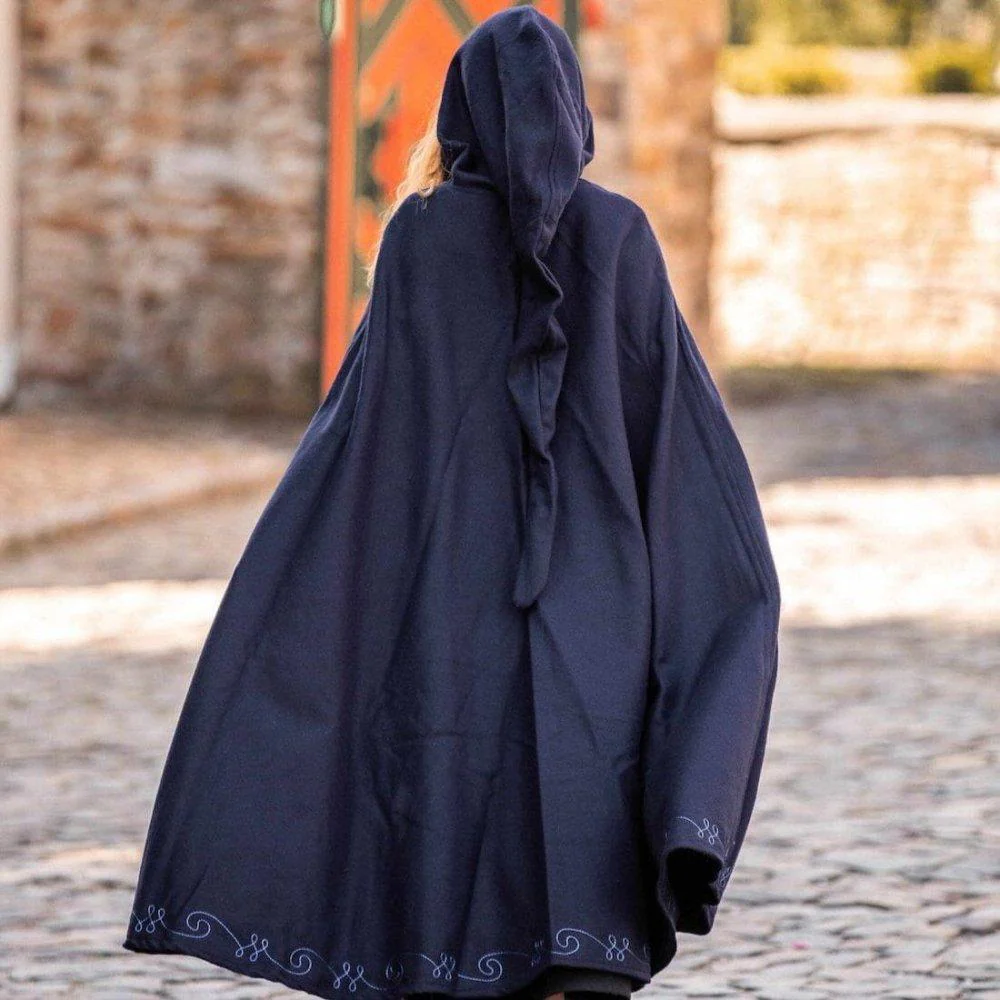 Handcrafted Hooded Viking Cloak | Embroidered with Wolf Head Clasp - Image 5
