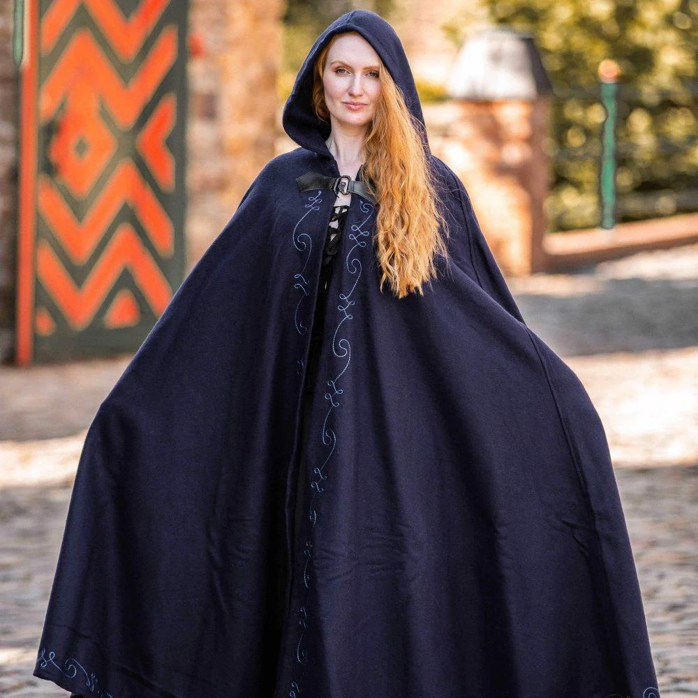 Handcrafted Hooded Viking Cloak | Embroidered with Wolf Head Clasp - Image 6