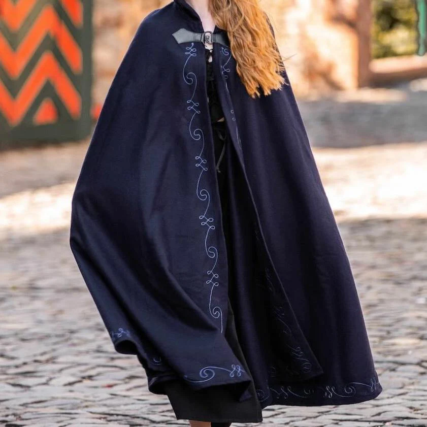 Handcrafted Hooded Viking Cloak | Embroidered with Wolf Head Clasp - Image 7