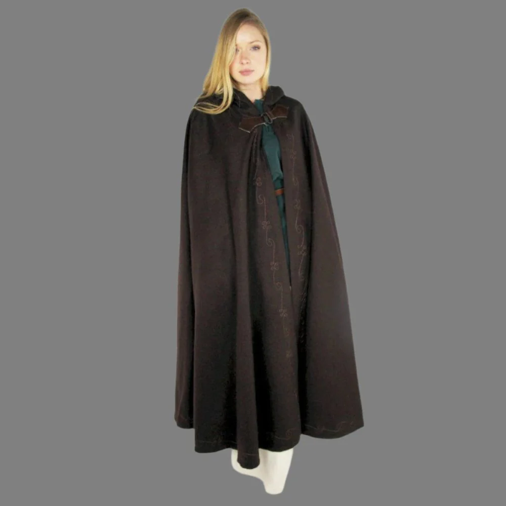Handcrafted Hooded Viking Cloak | Embroidered with Wolf Head Clasp - Image 9