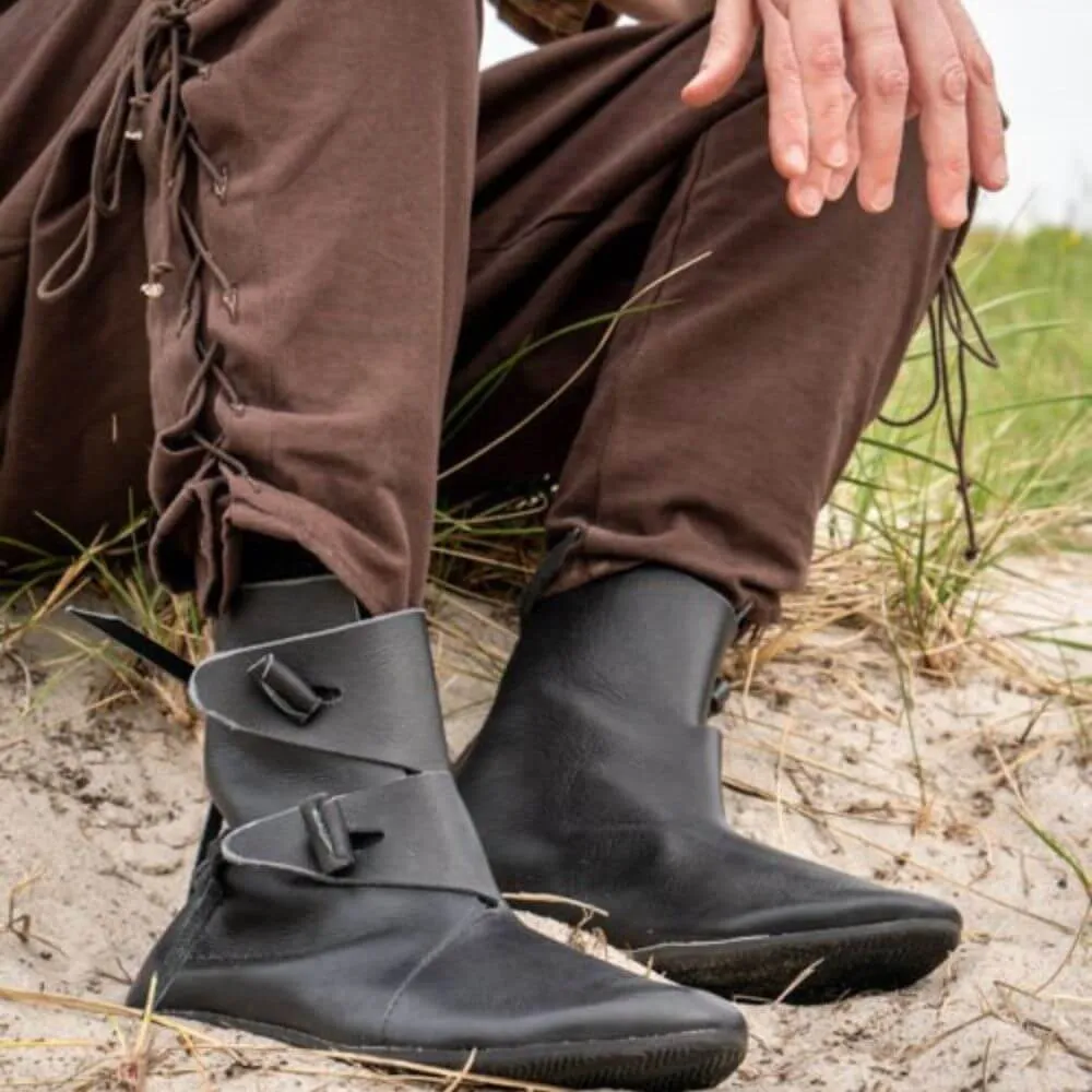 Black Leather Viking Boots | Traditional Viking Craftsmanship