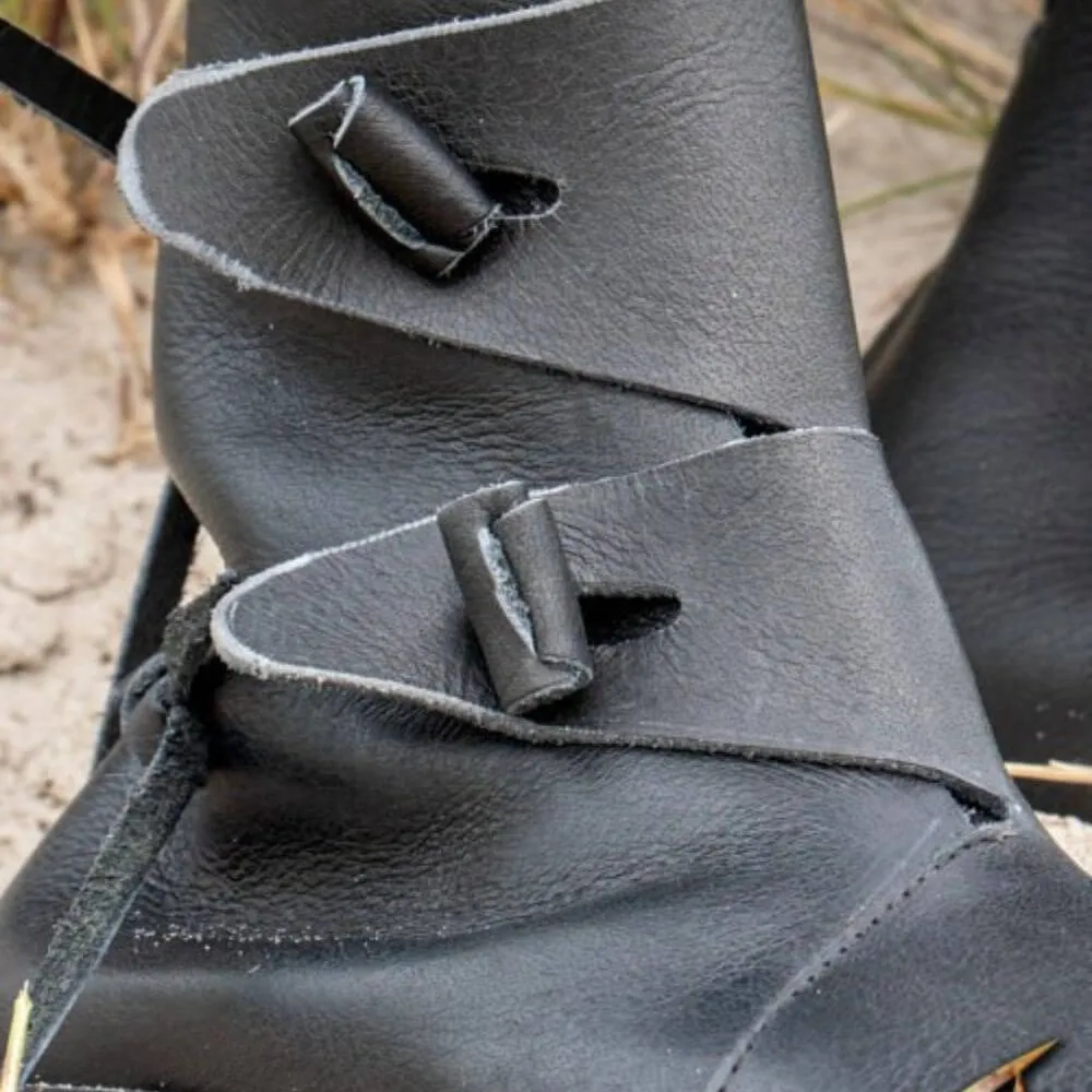 Black Leather Viking Boots | Traditional Viking Craftsmanship - Image 2