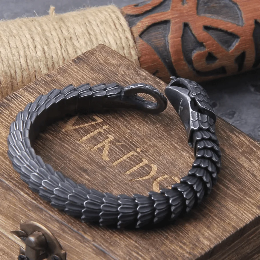 Jormungandr World-Serpent Segmented Steel Nordic Bracelet - Image 3