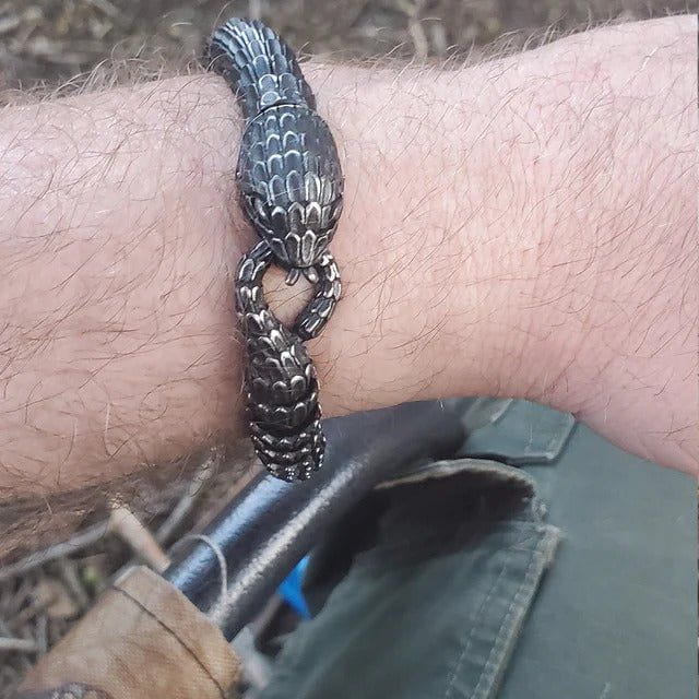 Jormungandr World-Serpent Segmented Steel Nordic Bracelet - Image 7