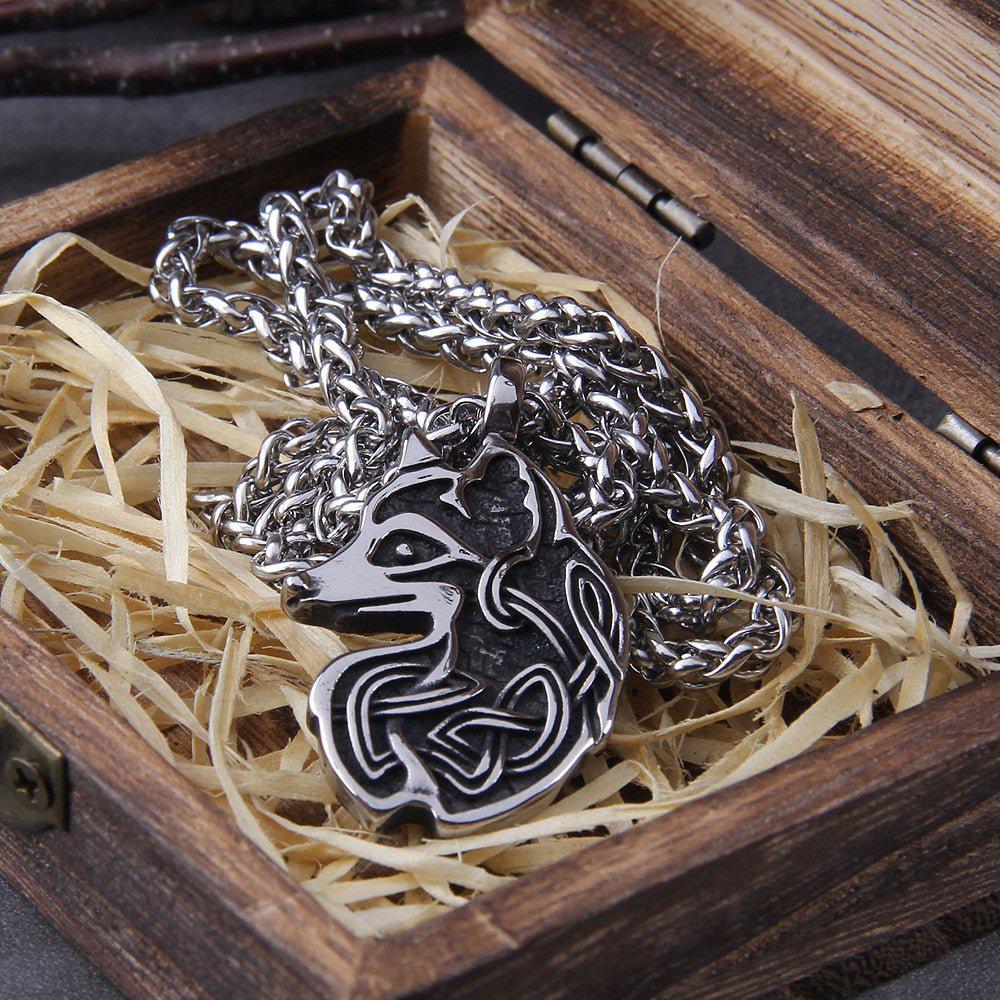 Knotwork Viking Fox Totem Steel Necklace - Image 3