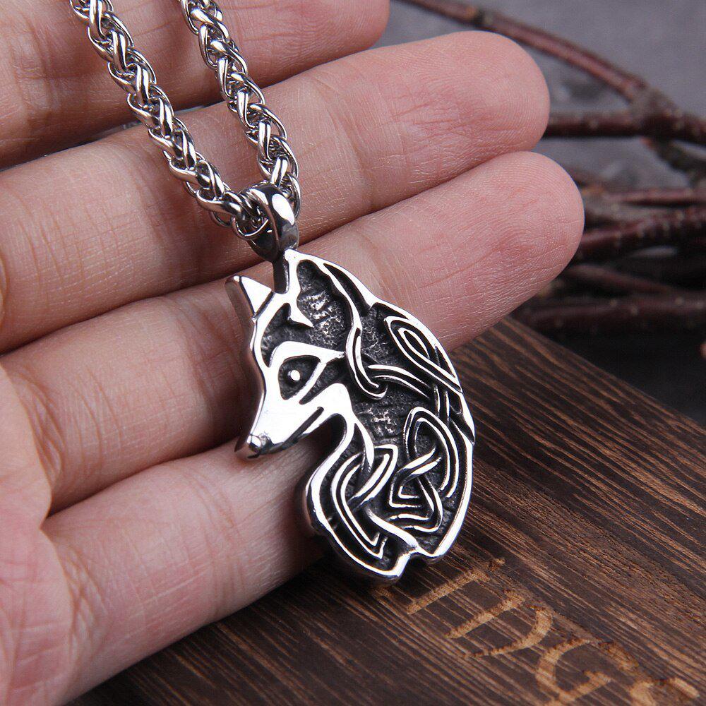 Knotwork Viking Fox Totem Steel Necklace - Image 5