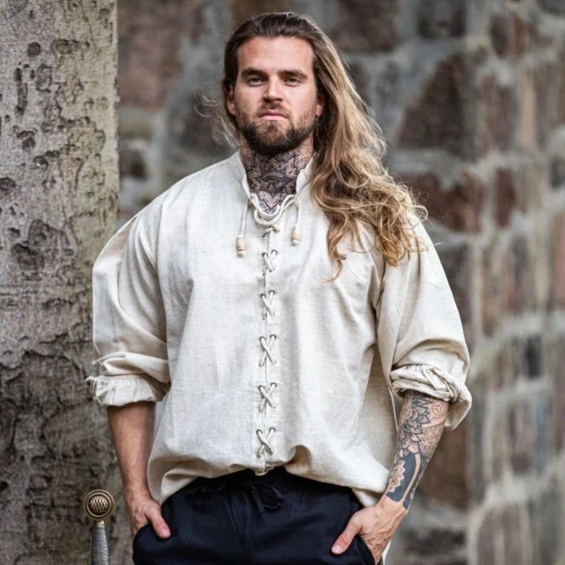 Laced Long Sleeve Viking Shirt | Adjustable Neckline - Image 3