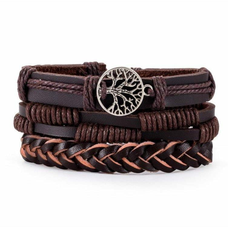 Leather Multi-Layer Yggdrasil Bracelet - Image 3