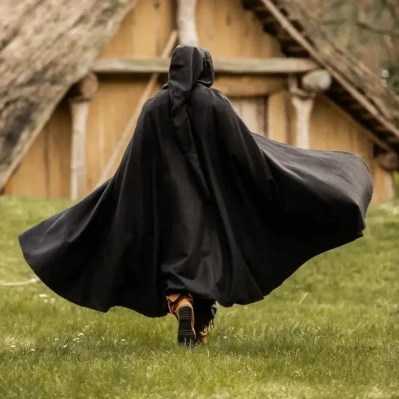 Long Hooded Viking Cloak | Wool Blend - Image 2